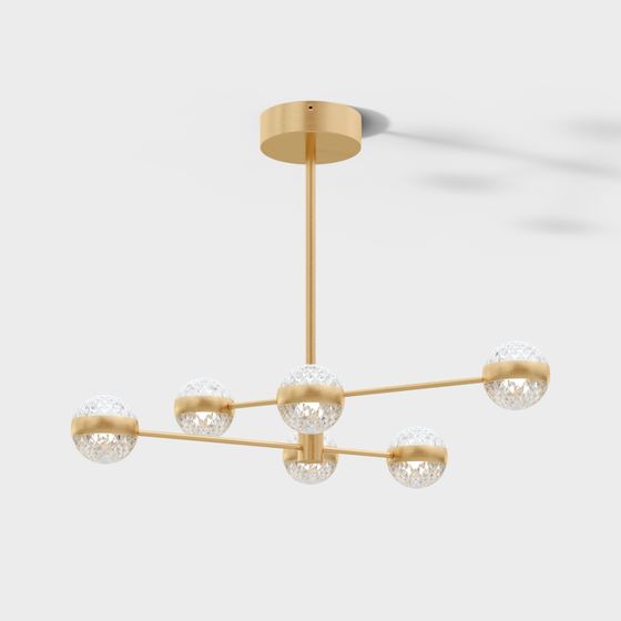 Elegant Gold and Crystal Chandelier 3D model