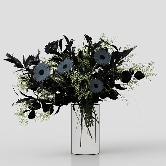 Elegant Black Bouquet 3D model for Creative Projects