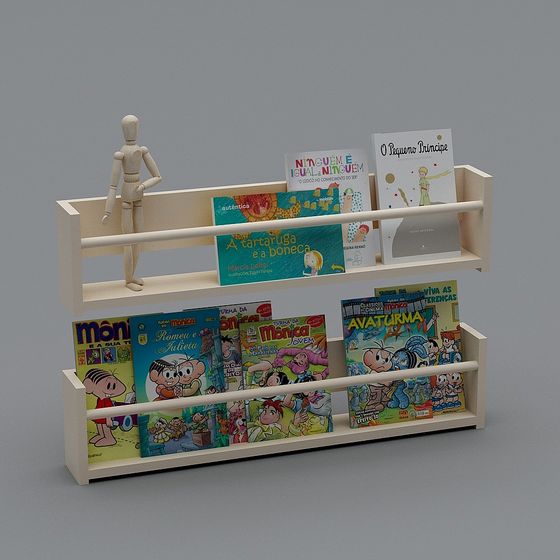 Charming Low-Poly Bookshelf 3D model