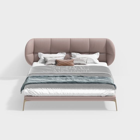 Elegant Low-Poly Bed 3D model for Modern Interiors