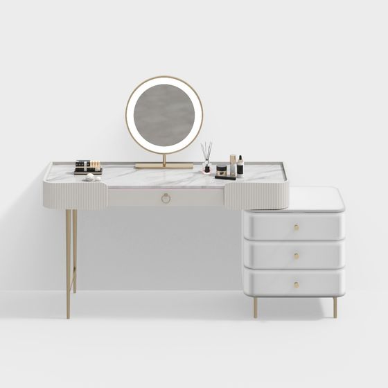 Elegant Low-Polygon Vanity Table 3D model