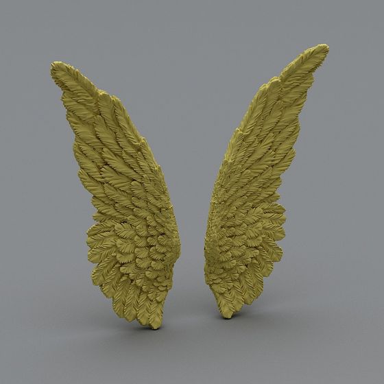 Golden Feather Wings 3D Model