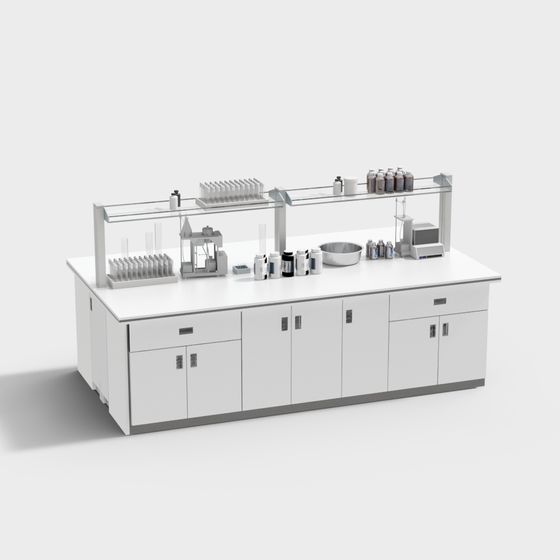 Futuristic Low-Polygon Laboratory Table 3D Model