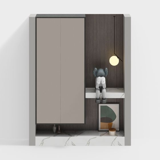 Modern Minimalist Gray Cabinet 3D model