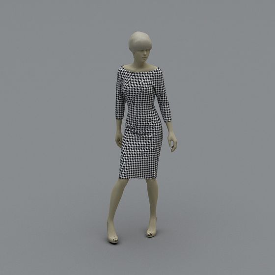 Elegant Low-Polygon Fashion Model 3D model