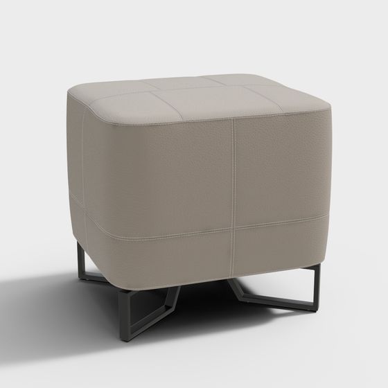 Stylish Cube Ottoman 3D model for Modern Interiors