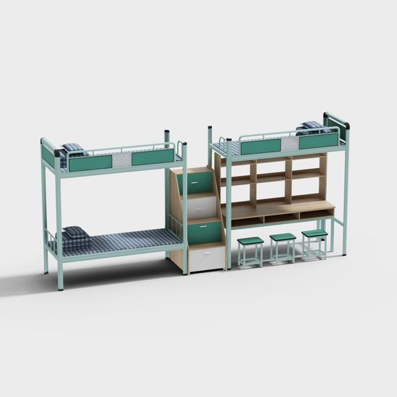 Modern Bunk Bed Set 3D model