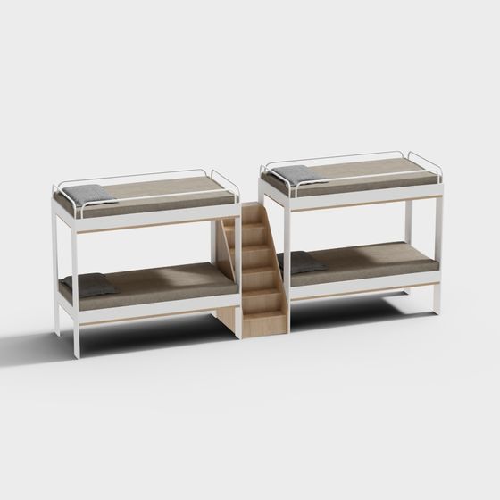 Stylish Low-Poly Bunk Bed 3D model
