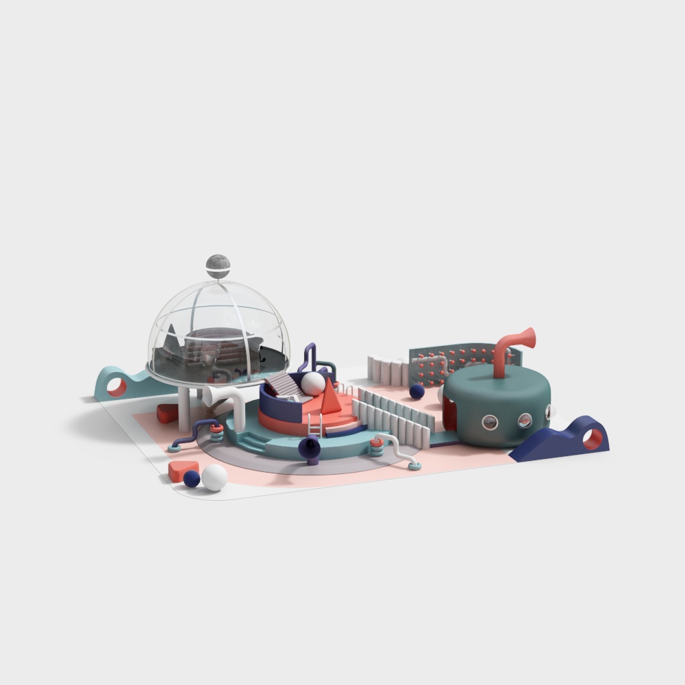 Playground Odyssey 3D Model – Vibrant Pastel Design