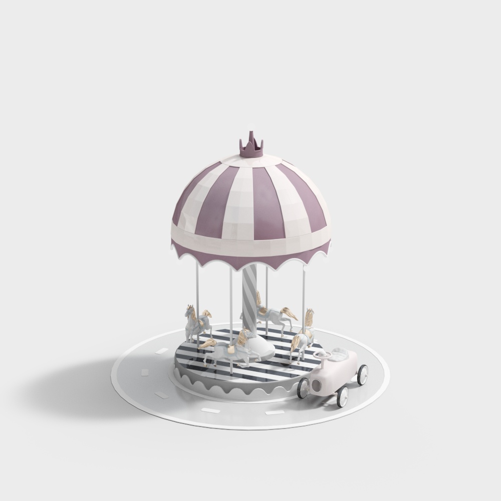 Charming Carousel 3D Model – Low-Poly Toy Design