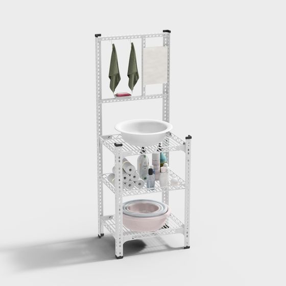 Chic Bathroom Storage Rack 3D model for Modern Spaces