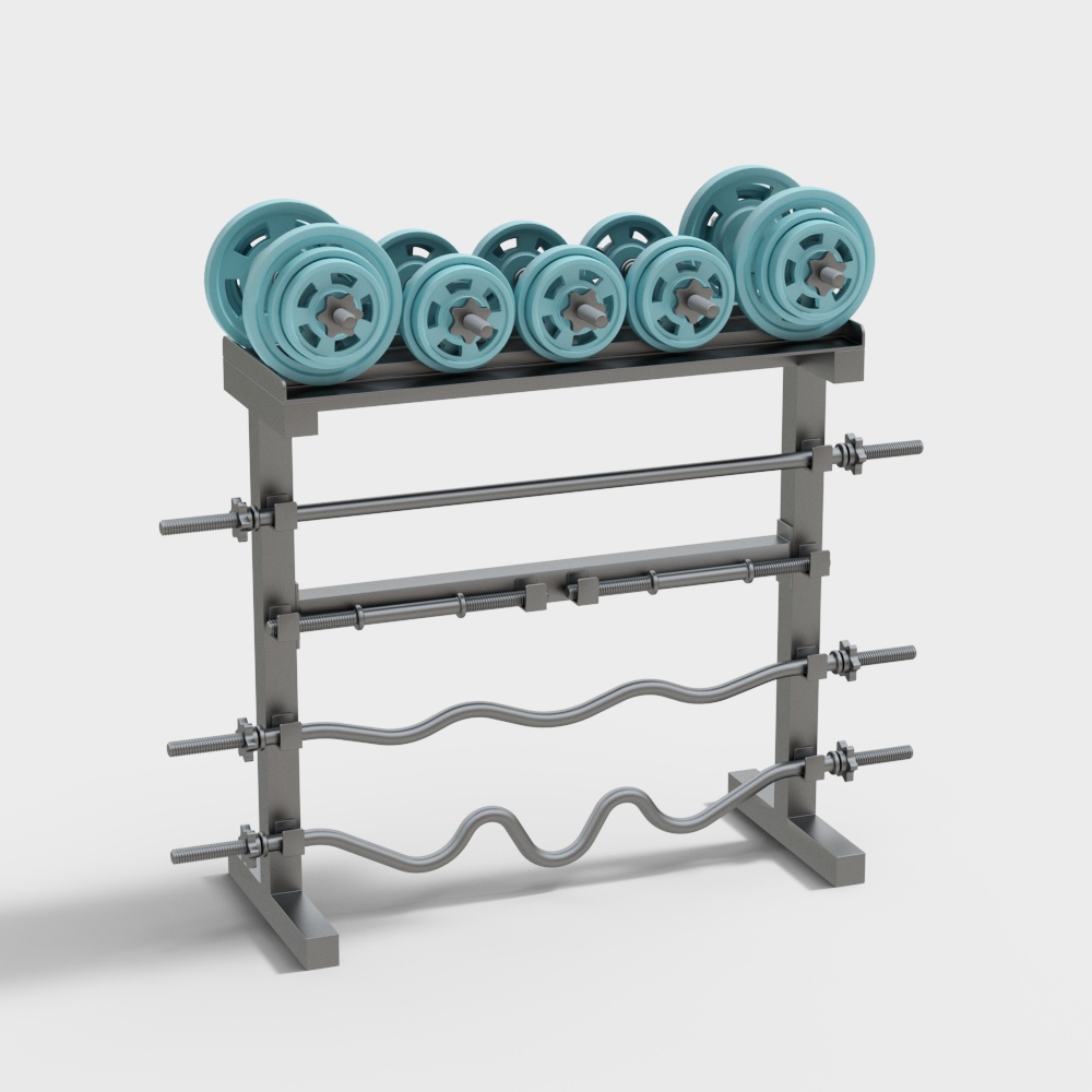Sleek Dumbbell Rack 3D model for Gym Design