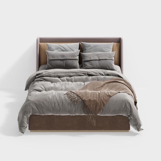 Elegant Low-Polygon Bed 3D model for Modern Interiors