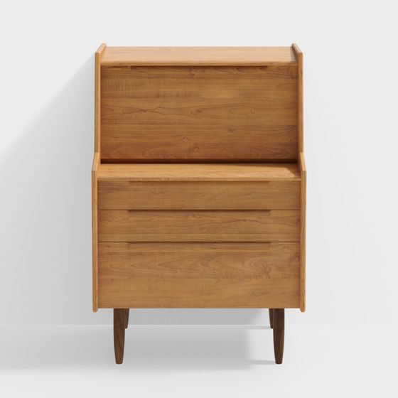 Mid-Century Modern Secretary Desk 3D model