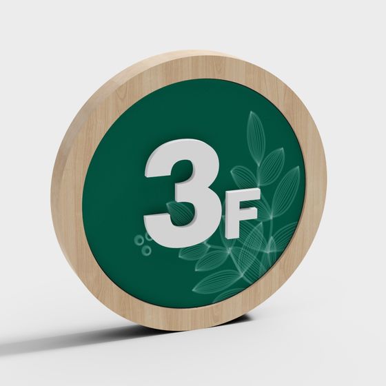 Stylish Wooden Round Sign 3D model