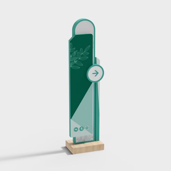 Stylish Low-Poly Green Sign 3D Model