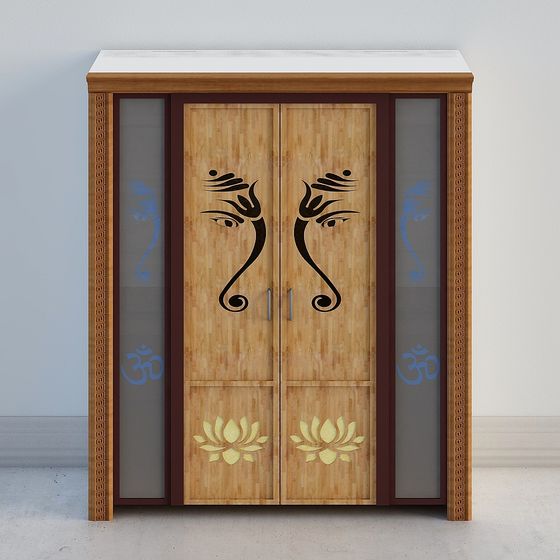 Elegant Folding Cabinet 3D model with Oriental Flair