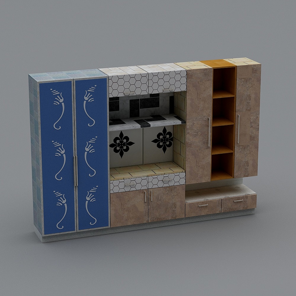 Mosaic Cabinet 3D model for Modern Interiors