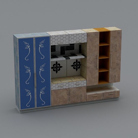 Mosaic Cabinet 3D model for Modern Interiors