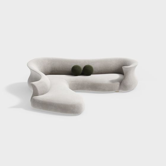 Stylish Curved Sectional Sofa 3D model