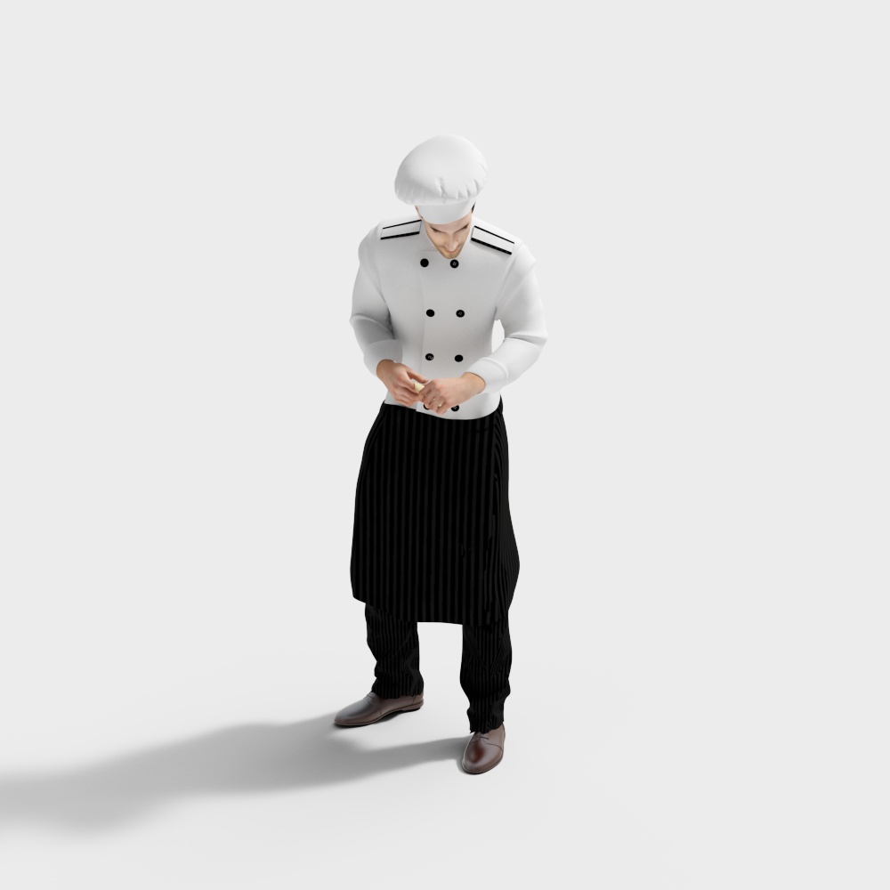 Chef in White Uniform 3D model