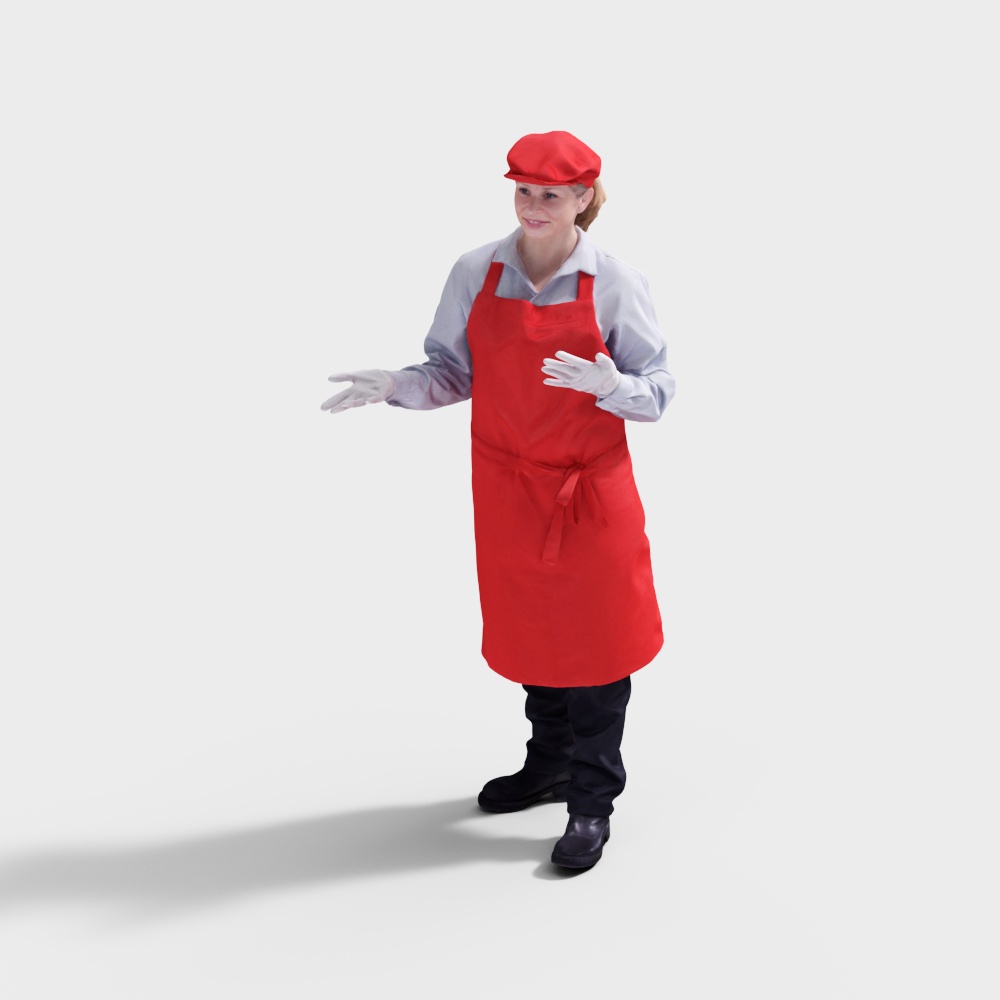 Chef in Red Apron 3D model