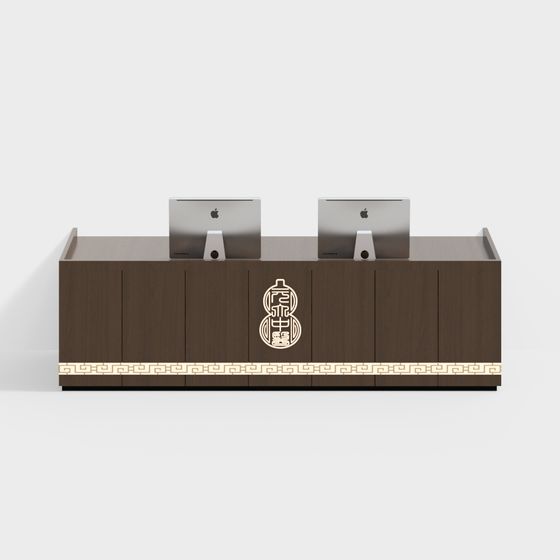 Chinese Style Reception Desk 3D model for Modern Offices