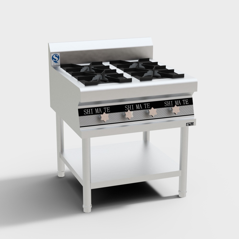 Stylish Low-Poly Gas Stove 3D model for Modern Kitchens
