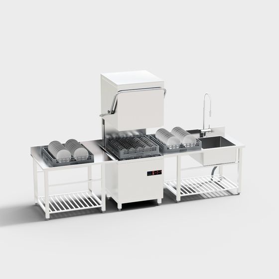 Efficient Dishwasher Set 3D model for Modern Kitchens