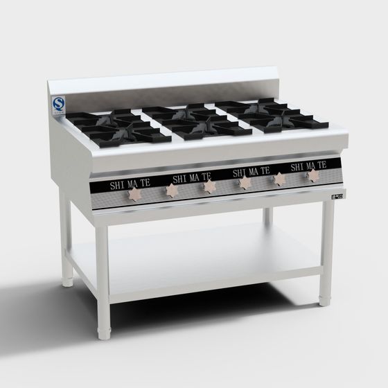 Sleek Gas Stove 3D model for Modern Kitchens