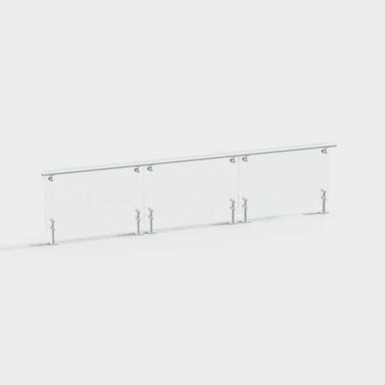 Sleek Glass Railing 3D model for Modern Spaces