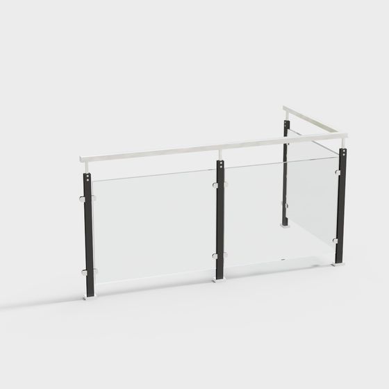 Elegant Glass Railing 3D model