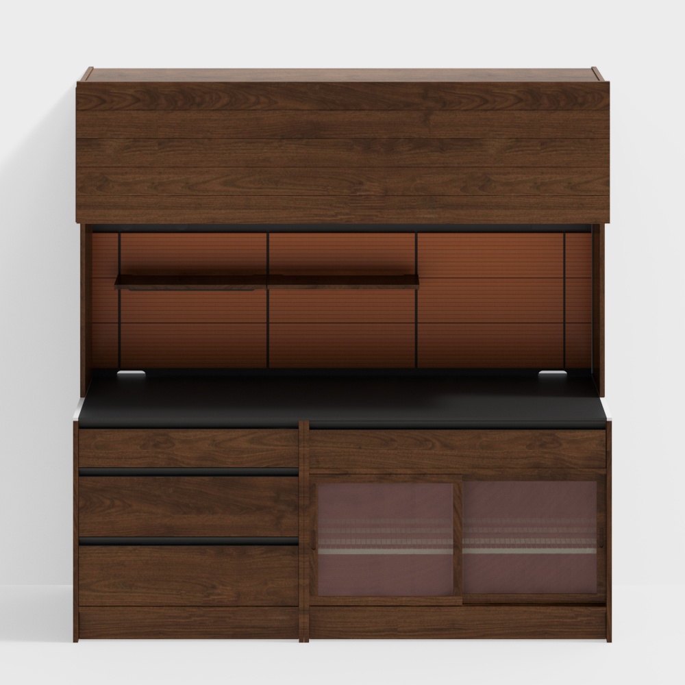 Happy Sideboard - 2100 models (drawers + sliding door cabinets) - Black walnut