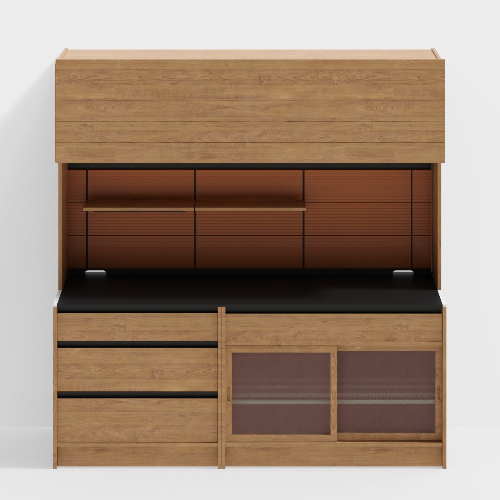 - 快樂側櫃 - 2100款 (抽屜 + 滑動門櫃) - 櫻桃木