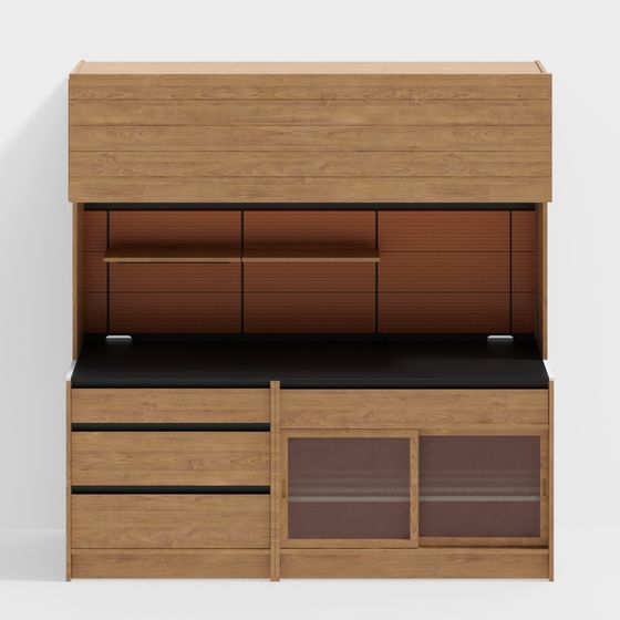 - 快樂側櫃 - 2100款 (抽屜 + 滑動門櫃) - 櫻桃木