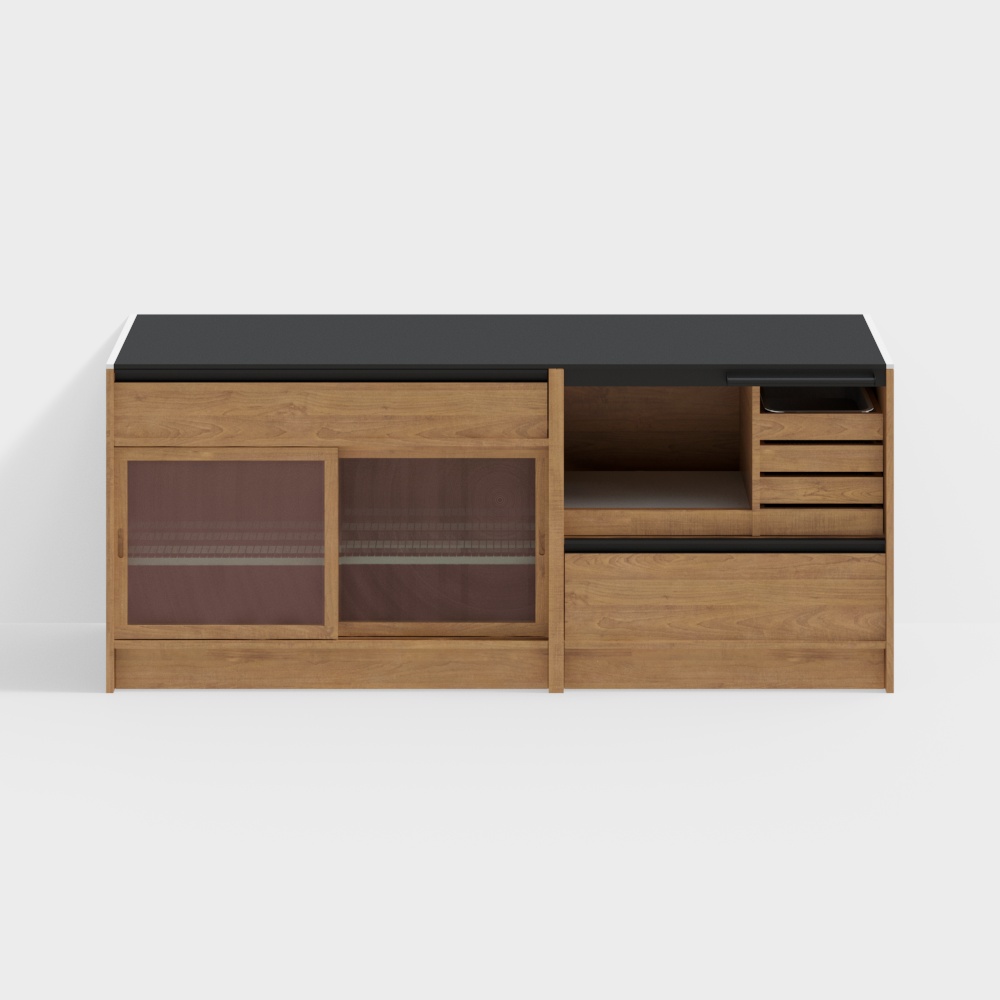 - Happy Credenza Base - Modelli 2100 (Caffè Master + Mobile per Lavandino) - Ciliegio