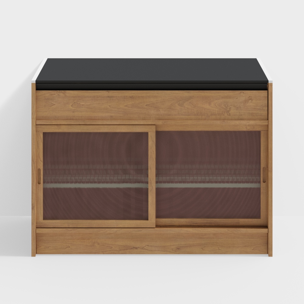 Happy Sideboard Base Cabinet - 1200 Models (Sliding Door Cabinet) - Cherry Wood