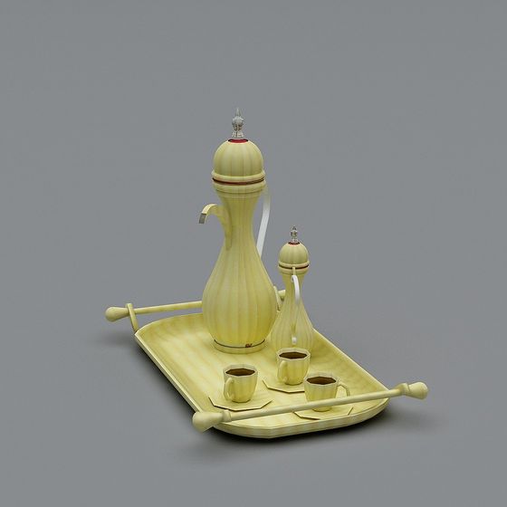 Elegant Oriental Tea Set 3D model