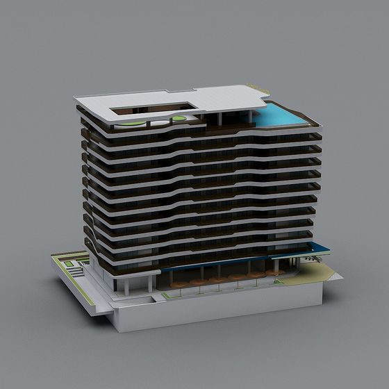 Urban Oasis Low-Poly Building 3D model