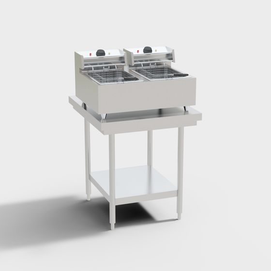 Minimalist Double Pot Electric Fryer 3D model