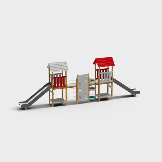 Charming Low-Poly Playground 3D model for Kids