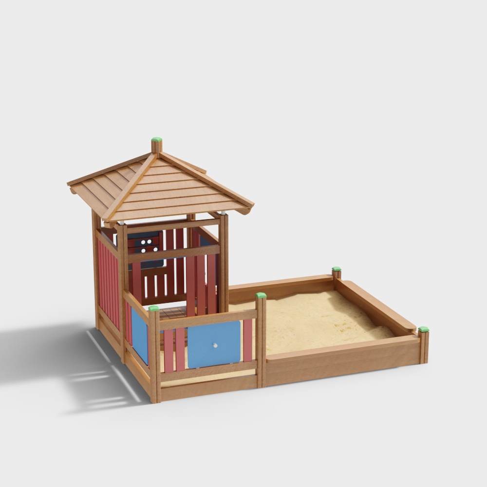 Colorful Low-Poly Sandbox 3D Model for Kids