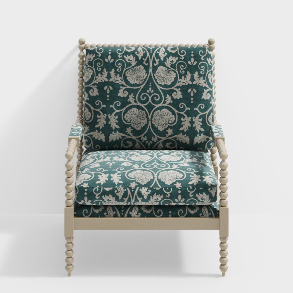 Victorian Elegance Armchair 3D Model – Classic Upholstered Chair