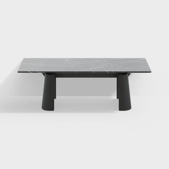 Urban Light Coffee Table 3D Model – Marble & Metal