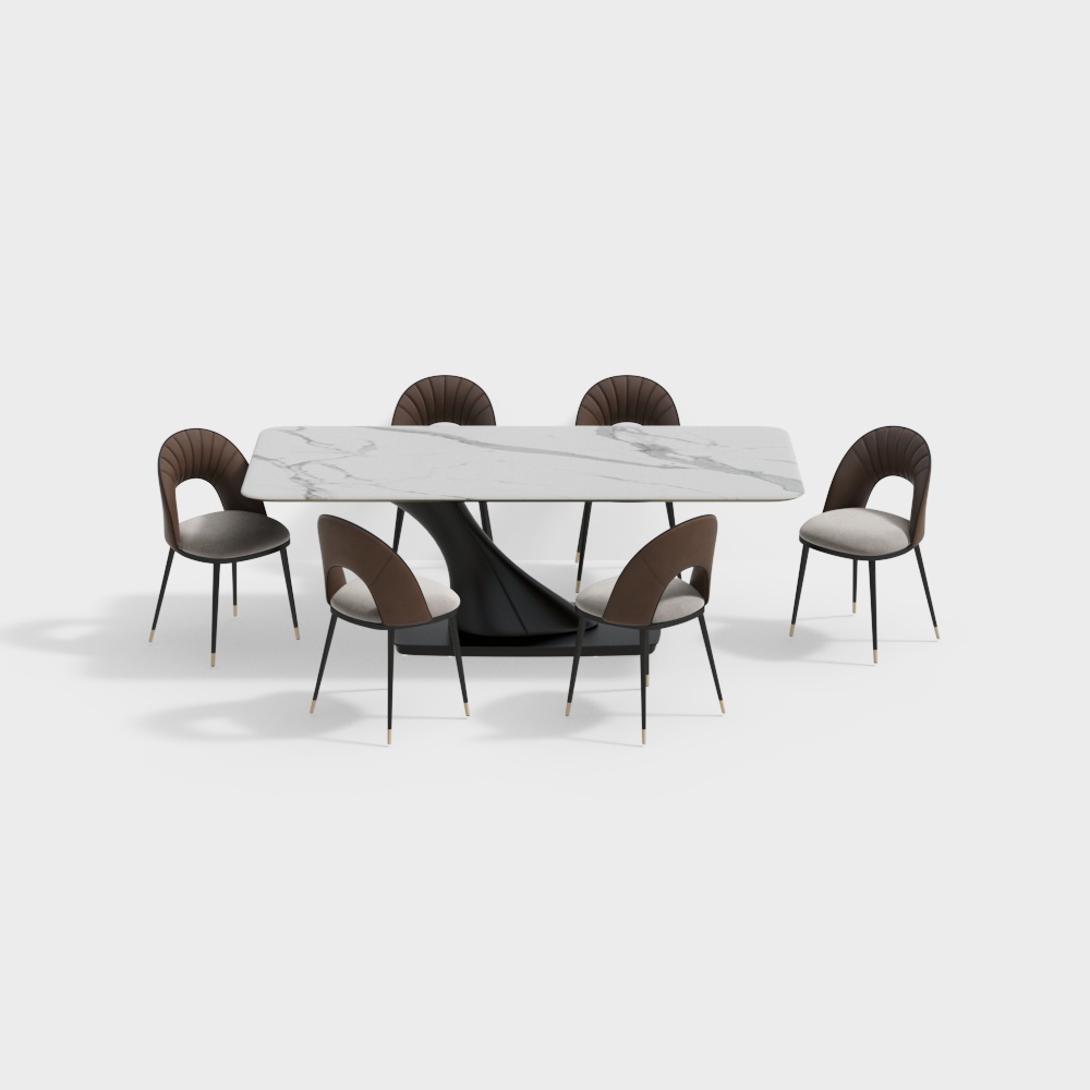 Masasanty/Masa Shengdi-Modern Light Luxury Dining Table Set [Aurora/Aurora]