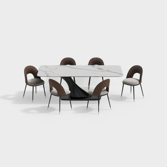 Urban Living Room Dining Table and Chairs Set 3D model