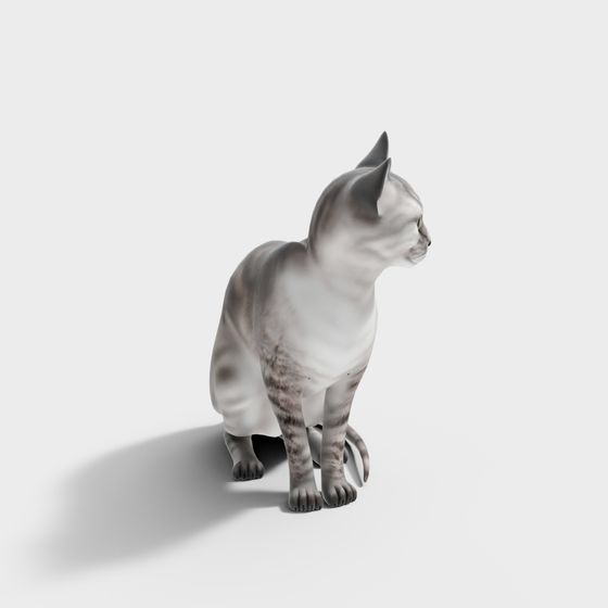 Elegant Low-Poly Cat 3D Model