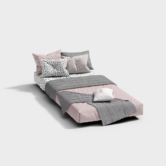 Elegant Low-Polygon Bed 3D model