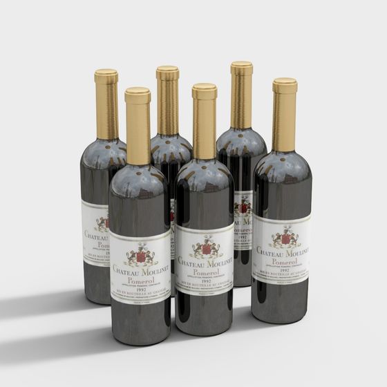 Château Moulinet Pomerol Wine Bottles 3D model