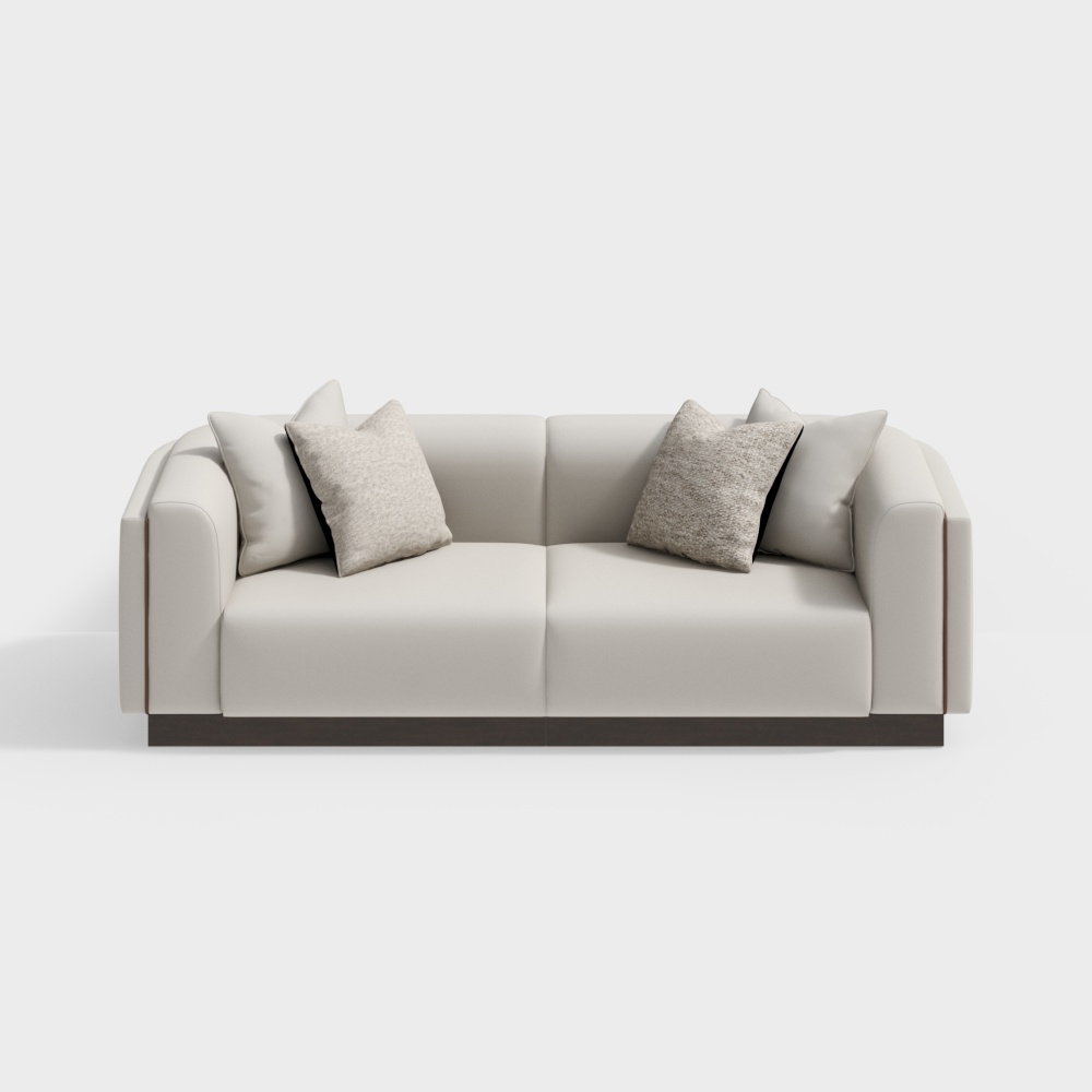 Elegant Minimalist Sofa 3D Model – Beige Leather Design